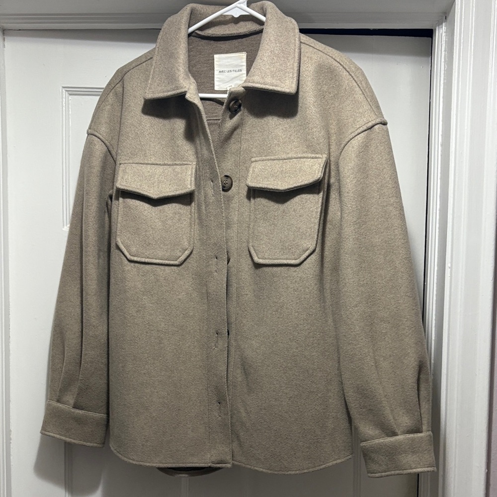 Avec Les Filles Beige Shirt Jacket